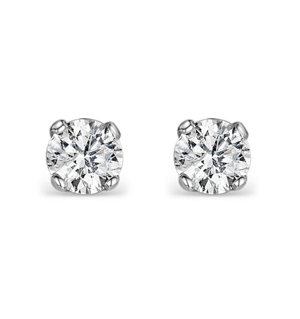 Diamond Earrings 0.30CT Studs H/SI Quality in 18K White Gold - 3.4mm